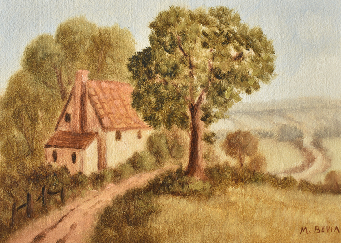 "Country Road" 2023, oil on canvas panel by artist Miguel Bevia